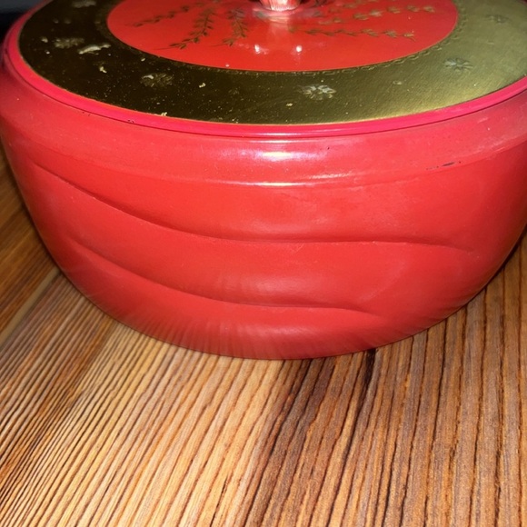 Vintage EMPTY Avon Beauty Dust Glass & Metal Covered Jar Box for Vanity 6”x2” - Picture 2 of 7